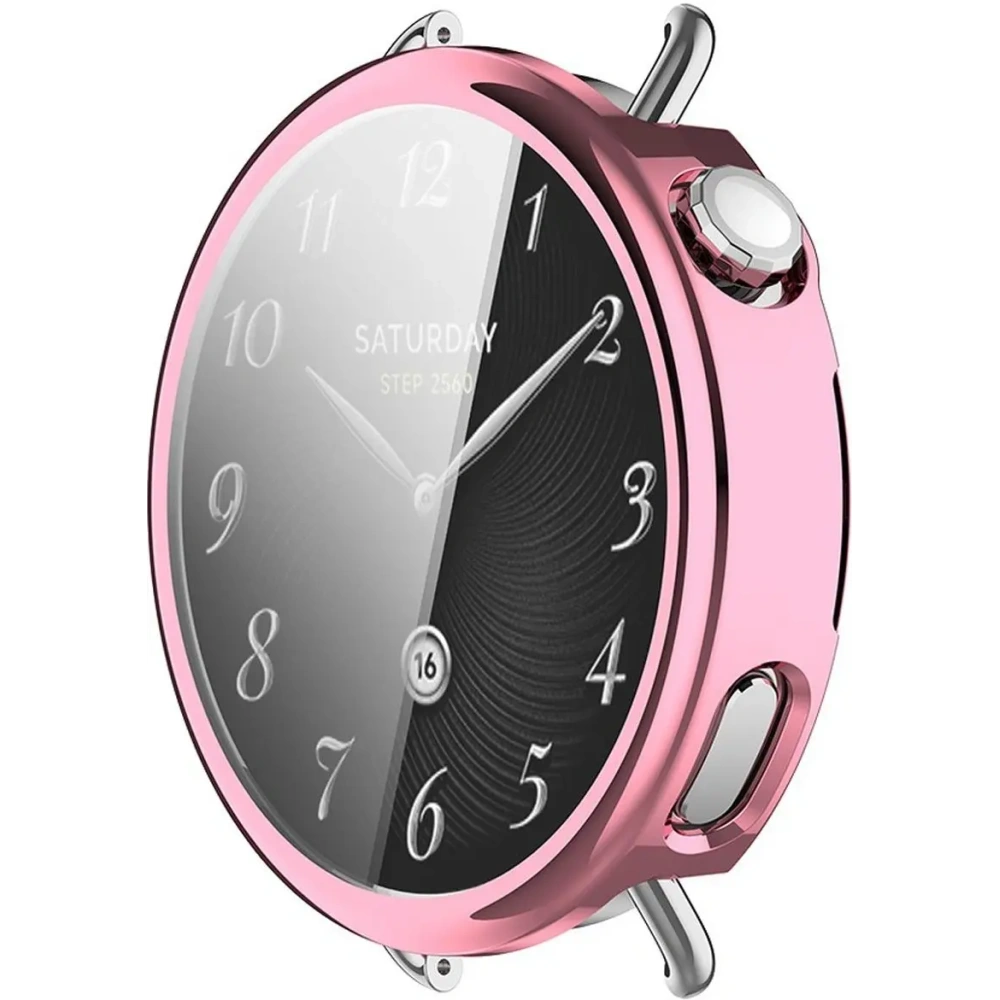 Etui z osłoną ekranu Bizon Case Watch Felipe do Xiaomi Watch S4 41mm różowe