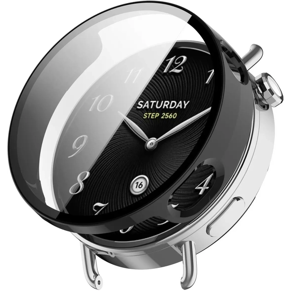 Etui ze szkłem do zegarka Bizon Case+Glass Watch do Xiaomi Watch S4 41mm czarne