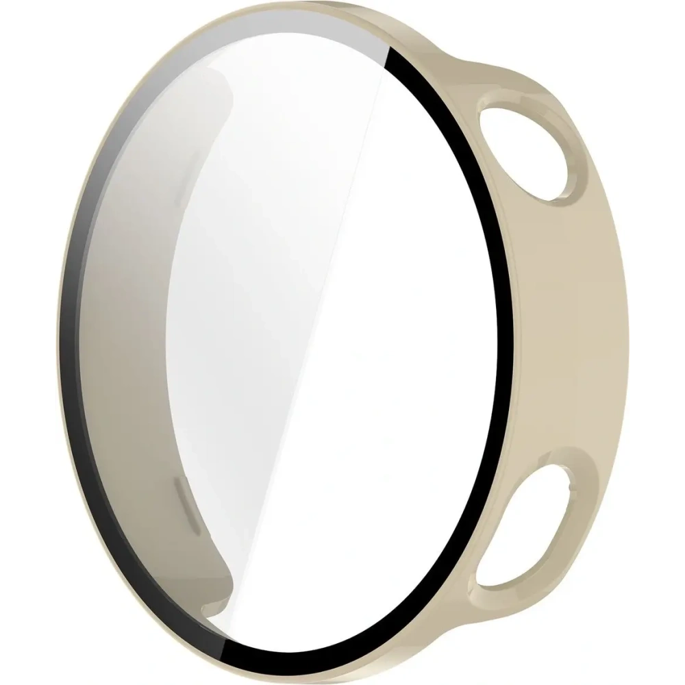 Etui ze szkłem do zegarka Bizon Case+Glass Watch do Xiaomi Watch S4 41mm beżowe