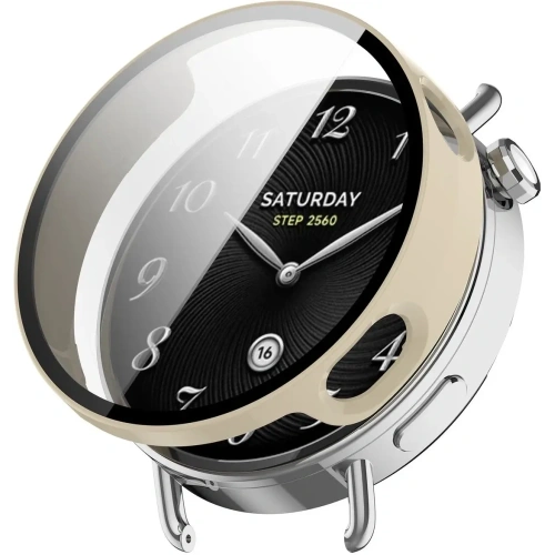 Etui ze szkłem do zegarka Bizon Case+Glass Watch do Xiaomi Watch S4 41mm beżowe Etui ze szkłem do zegarka Bizon Case+Glass Watch do Xiaomi Watch S4 41mm beżowe