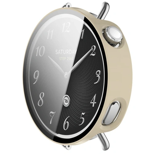 Etui ze szkłem do zegarka Bizon Case+Glass Watch do Xiaomi Watch S4 41mm beżowe Etui ze szkłem do zegarka Bizon Case+Glass Watch do Xiaomi Watch S4 41mm beżowe