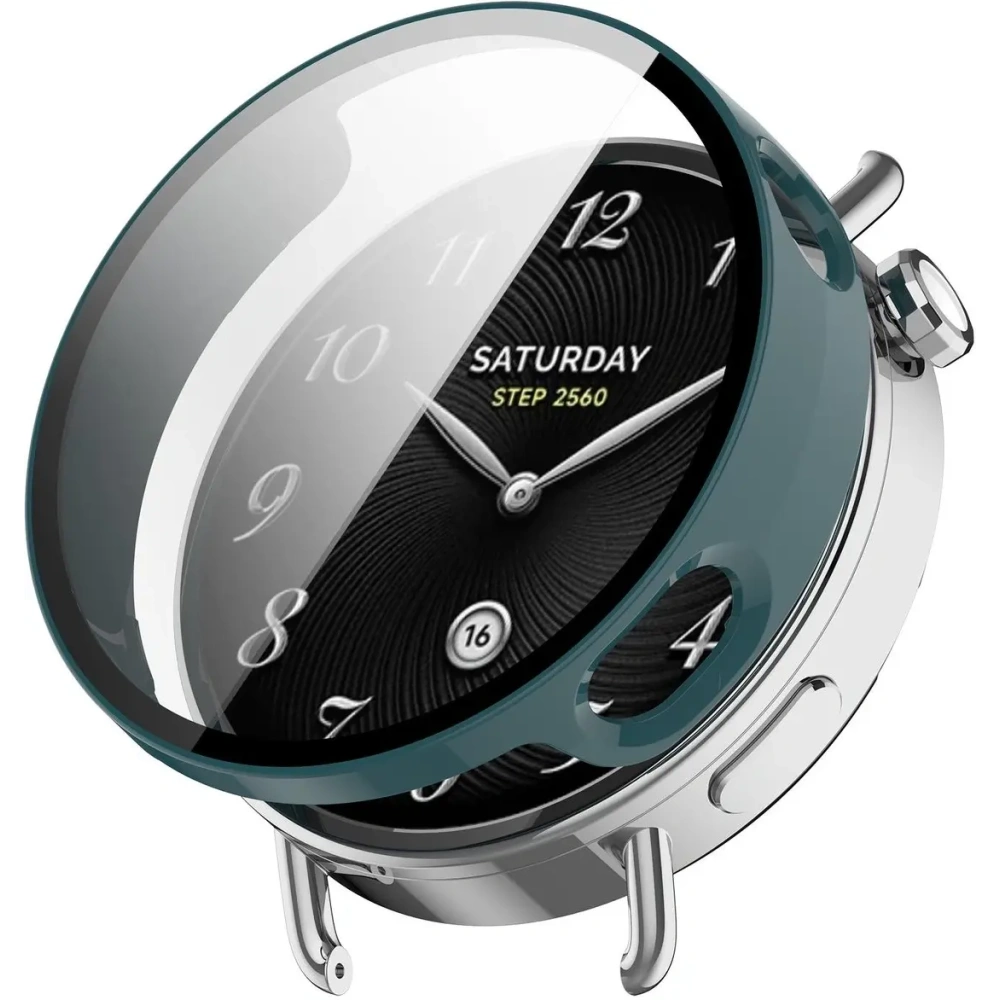 Etui ze szkłem do zegarka Bizon Case+Glass Watch do Xiaomi Watch S4 41mm zielone