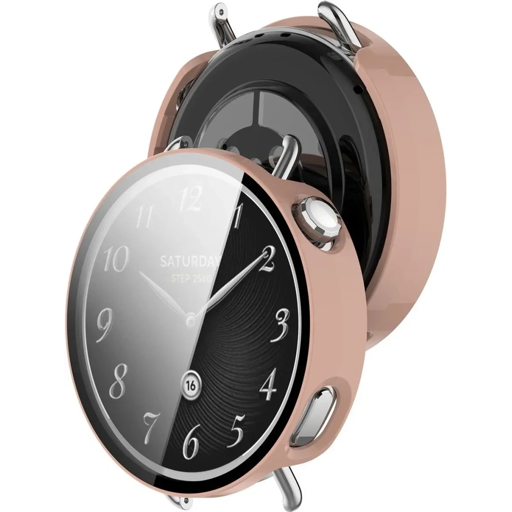 Etui ze szkłem do zegarka Bizon Case+Glass Watch do Xiaomi Watch S4 41mm różowe