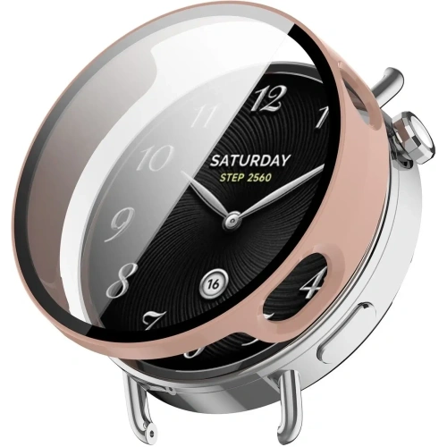 Etui ze szkłem do zegarka Bizon Case+Glass Watch do Xiaomi Watch S4 41mm różowe Etui ze szkłem do zegarka Bizon Case+Glass Watch do Xiaomi Watch S4 41mm różowe