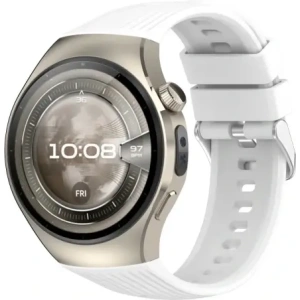 Silikonowy pasek Bizon Strap Watch Silicone T do Huawei Watch 5 42mm biały