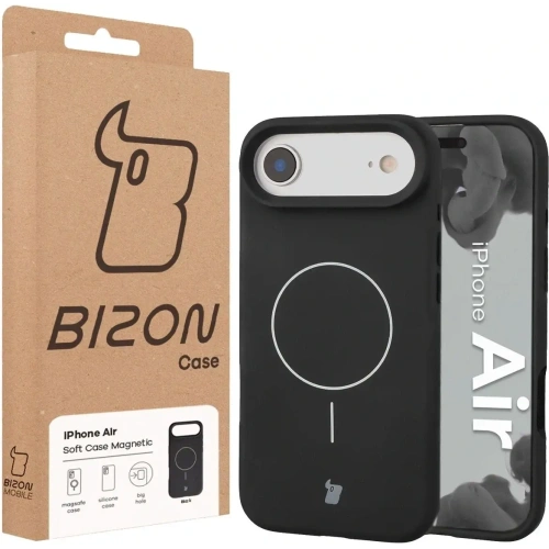 Silikonowe etui z pierścieniem magnetycznym Bizon Soft Case Magnetic do Apple iPhone Air czarne Silikonowe etui z pierścieniem magnetycznym Bizon Soft Case Magnetic do Apple iPhone Air czarne