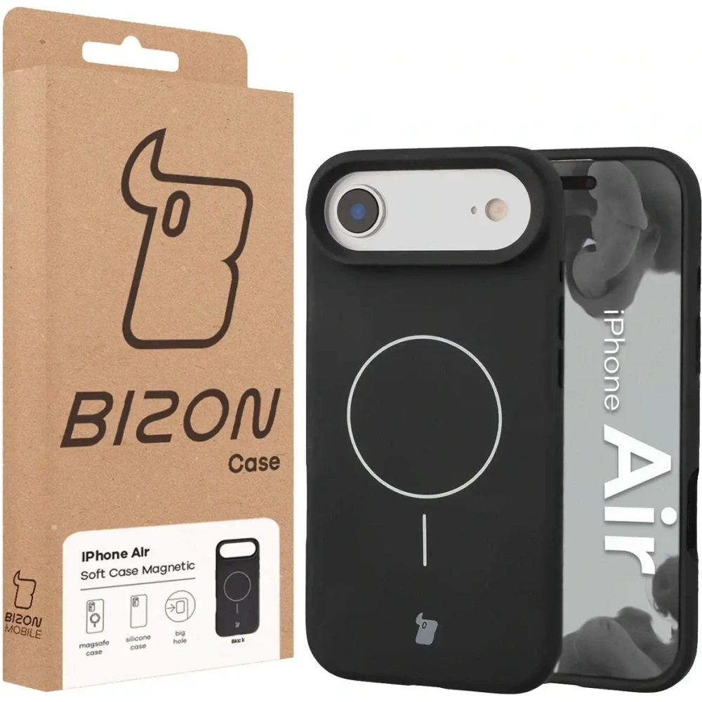 Silikonowe etui z pierścieniem magnetycznym Bizon Soft Case Magnetic do Apple iPhone Air czarne