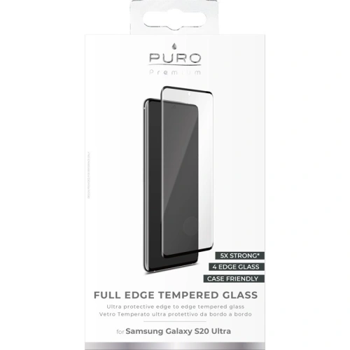 Kup Sticlă călită PURO Premium Full Edge Tempered Glass Case Friendly Samsung Galaxy S20 Ultra (cadru negru) - PUR217BLK - {ean13} - Sklep Home Screen