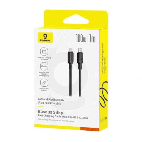 Kabel Baseus Silky Series 100W USB-C do USB-C 1m czarny Kabel Baseus Silky Series 100W USB-C do USB-C 1m czarny