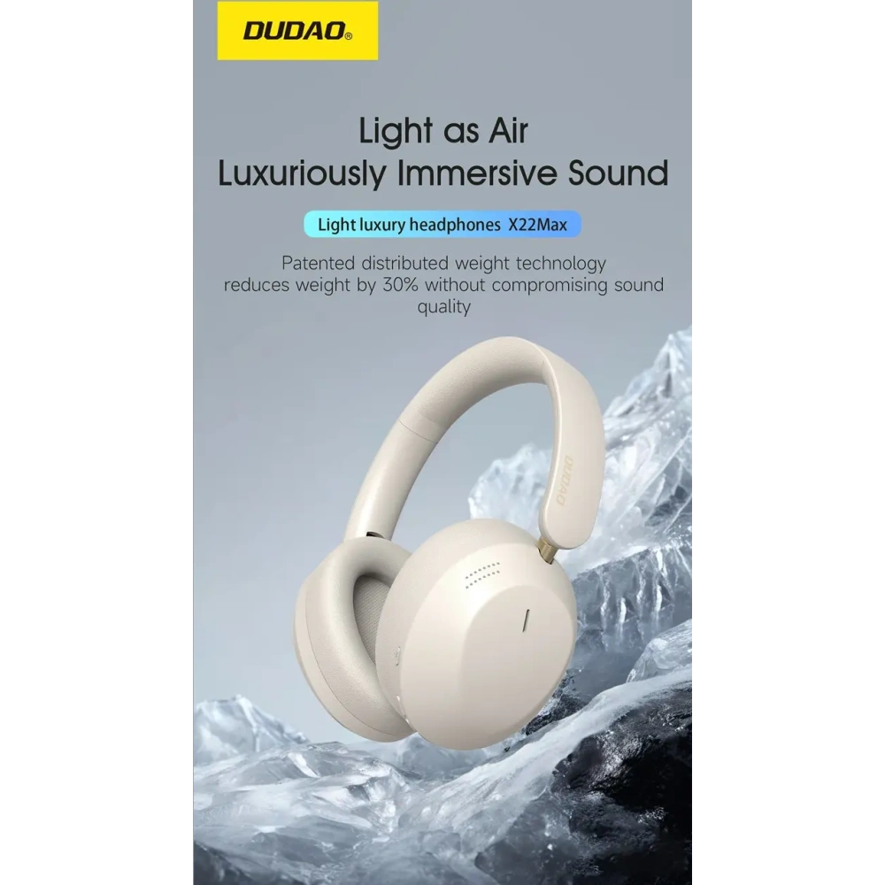 Bezprzewodowe słuchawki nauszne Dudao X22 Max Bluetooth 5.4 ANC beżowe
