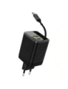 Ładowarka sieciowa Dudao A67EU GaN 67W z wbudowanym zwijanym kablem USB-C Power Delivery Quick Charge czarna Ładowarka sieciowa Dudao A67EU GaN 67W z wbudowanym zwijanym kablem USB-C Power Delivery Quick Charge czarna