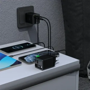 Ładowarka sieciowa Dudao A67EU GaN 67W z wbudowanym zwijanym kablem USB-C Power Delivery Quick Charge czarna