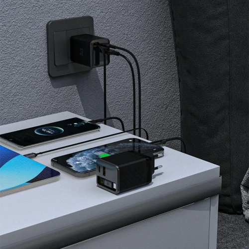 Ładowarka sieciowa Dudao A67EU GaN 67W z wbudowanym zwijanym kablem USB-C Power Delivery Quick Charge czarna Ładowarka sieciowa Dudao A67EU GaN 67W z wbudowanym zwijanym kablem USB-C Power Delivery Quick Charge czarna