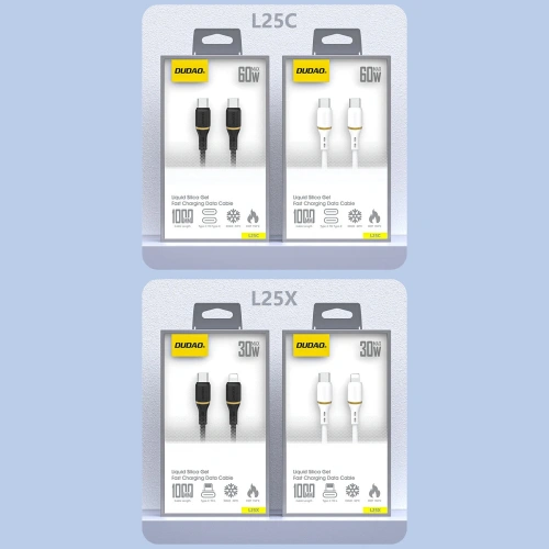 Kabel Dudao L25C USB-C do USB-C 60W 1m biały Kabel Dudao L25C USB-C do USB-C 60W 1m biały