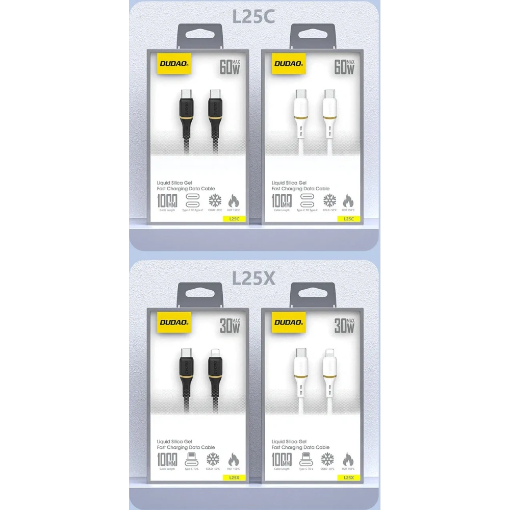 Kabel Dudao L25C USB-C do USB-C 60W 1m biały