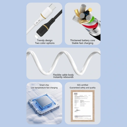 Kabel Dudao L25T USB-A do USB-C 5A 1m biały Kabel Dudao L25T USB-A do USB-C 5A 1m biały