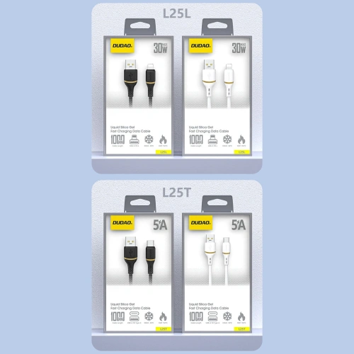 Kabel Dudao L25T USB-A do USB-C 5A 1m biały Kabel Dudao L25T USB-A do USB-C 5A 1m biały