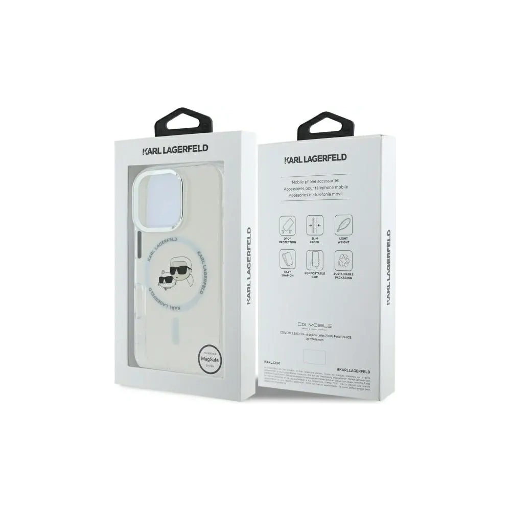 Etui Karl Lagerfeld do Apple iPhone 16 Pro hardcase IML Metal Karl&Choupette Head MagSafe biały