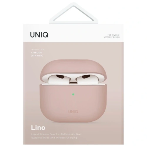 Etui UNIQ Lino do Apple AirPods 4 Silicone różowy/pink blush