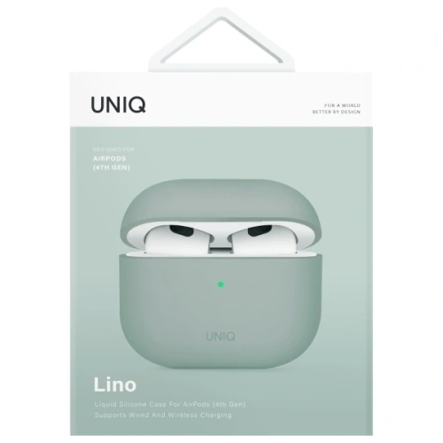Etui UNIQ Lino do Apple AirPods 4 Silicone zielony/iceplant green Etui UNIQ Lino do Apple AirPods 4 Silicone zielony/iceplant green