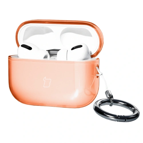 Elastyczne etui z karabińczykiem Bizon Case Headphone Clear do Apple AirPods Pro 3 pomarańczowe Elastyczne etui z karabińczykiem Bizon Case Headphone Clear do Apple AirPods Pro 3 pomarańczowe