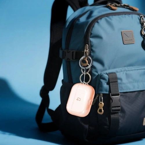 Elastyczne etui z karabińczykiem Bizon Case Headphone Clear do Apple AirPods Pro 3 pomarańczowe Elastyczne etui z karabińczykiem Bizon Case Headphone Clear do Apple AirPods Pro 3 pomarańczowe