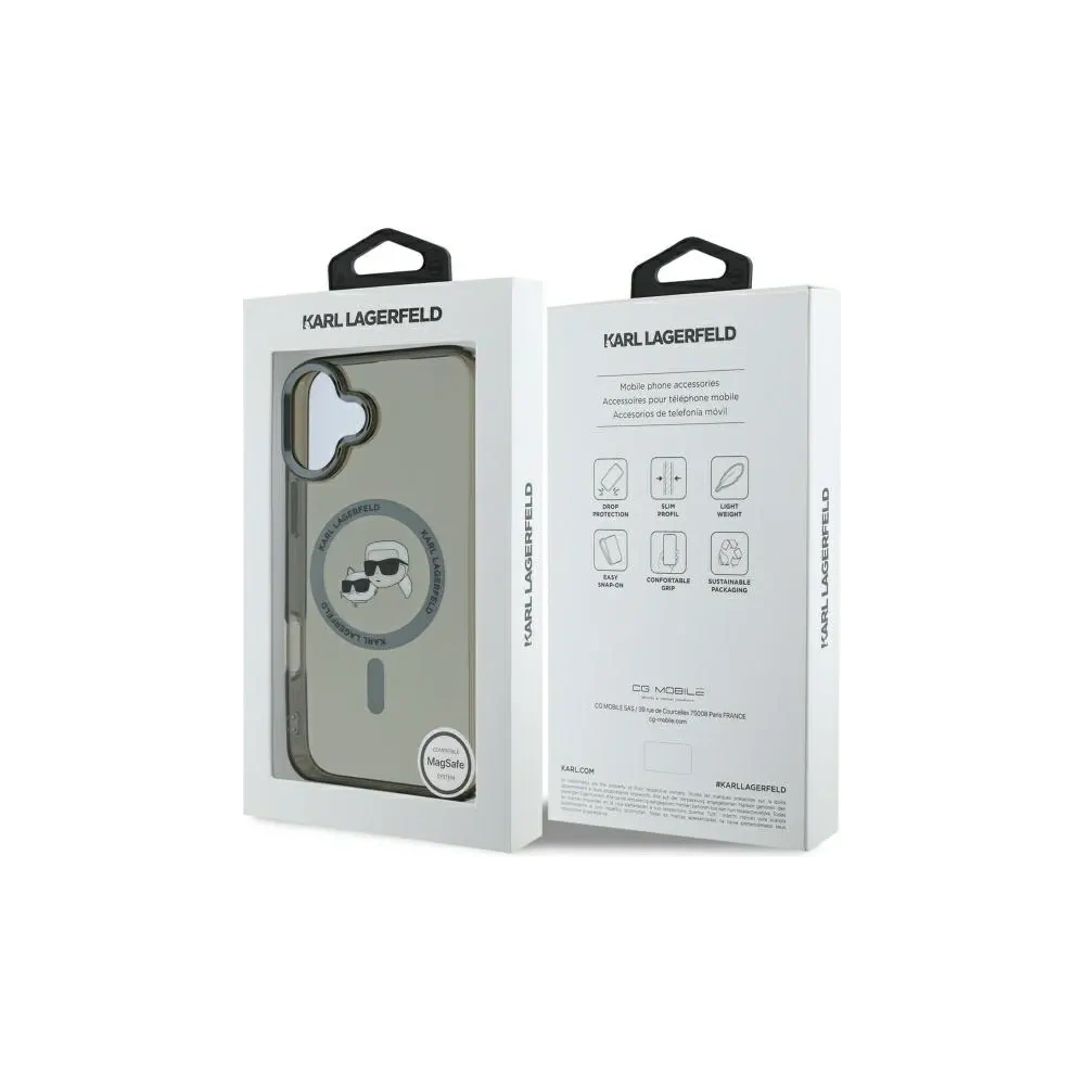 Etui Karl Lagerfeld do Apple iPhone 16 hardcase IML Metal Karl&Choupette Head MagSafe czarny