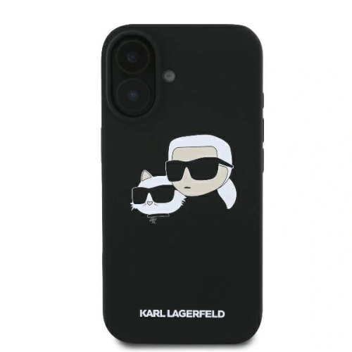 Etui Karl Lagerfeld do Apple iPhone 16 hardcase Silicone Double Heads Print MagSafe czarny
