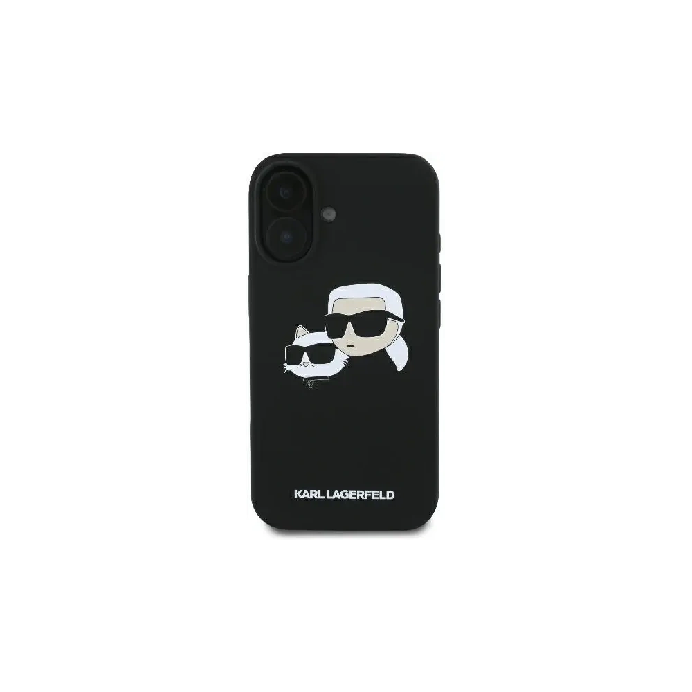Etui Karl Lagerfeld do Apple iPhone 16 hardcase Silicone Double Heads Print MagSafe czarny