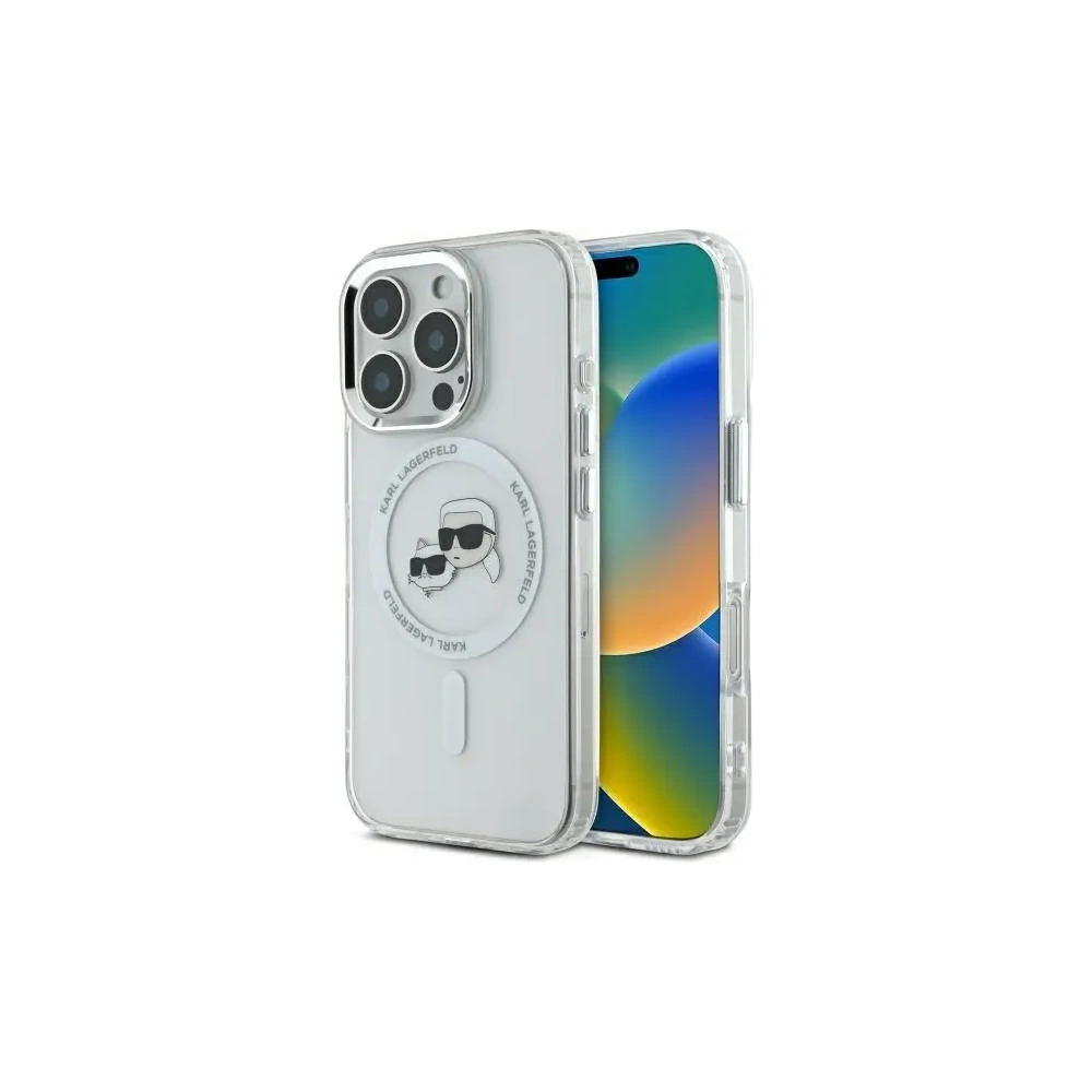 Etui Karl Lagerfeld do Apple iPhone 16 Pro Max hardcase IML Metal Karl&Choupette Head MagSafe biały
