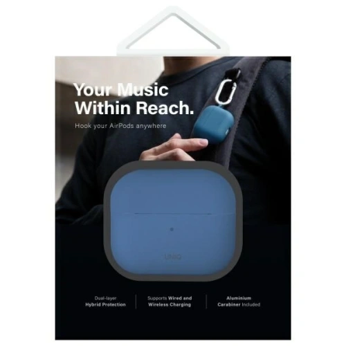 Etui UNIQ Nexo do Apple AirPods 4 + Ear Hooks Silicone niebieski/pacific blue Etui UNIQ Nexo do Apple AirPods 4 + Ear Hooks Silicone niebieski/pacific blue