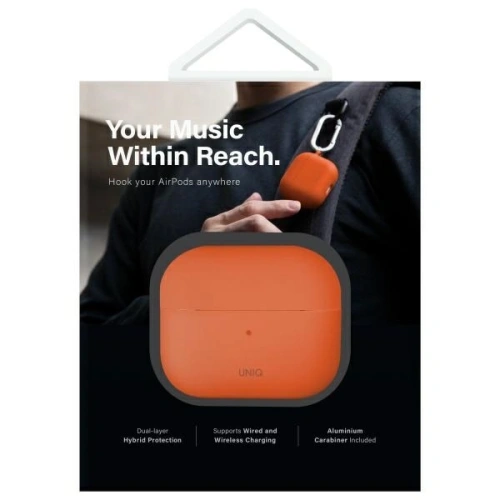 Etui UNIQ Nexo do Apple AirPods 4 + Ear Hooks Silicone pomarańczowy/volt orange Etui UNIQ Nexo do Apple AirPods 4 + Ear Hooks Silicone pomarańczowy/volt orange