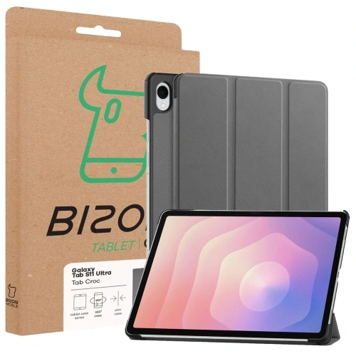 Etui z klapką Bizon Case Tab Croc do Samsung Galaxy Tab S11 Ultra szare Etui z klapką Bizon Case Tab Croc do Samsung Galaxy Tab S11 Ultra szare