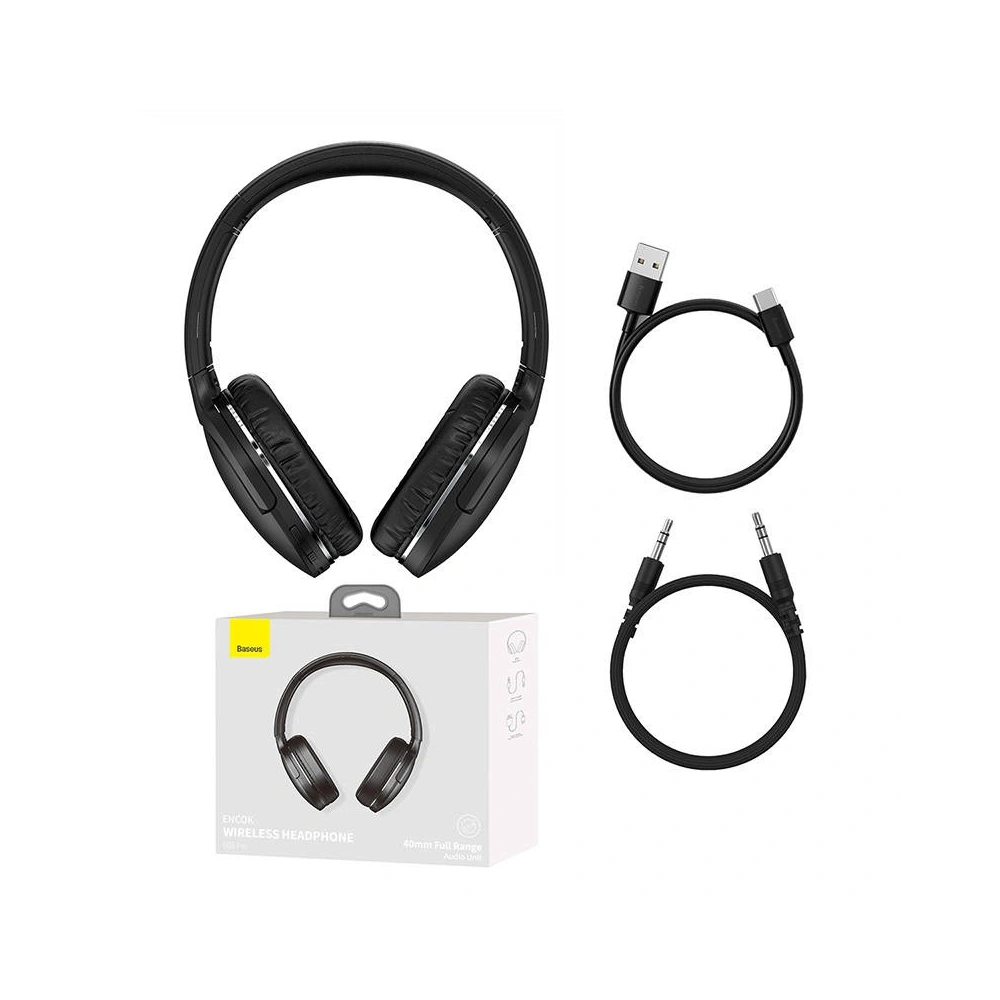 Bezprzewodowe słuchawki nauszne Baseus Encok D02 Pro Bluetooth 5.3 (czarne)