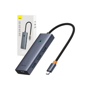 HUB 5w1 Baseus UltraJoy 5-Port USB-C / HDMI4K@30Hz, 4xUSB-A 3.0 Szary HUB 5w1 Baseus UltraJoy 5-Port USB-C / HDMI4K@30Hz, 4xUSB-A 3.0 Szary