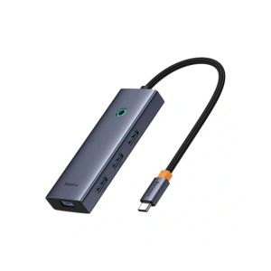 HUB 5w1 Baseus UltraJoy 5-Port USB-C / HDMI4K@30Hz, 4xUSB-A 3.0 Szary HUB 5w1 Baseus UltraJoy 5-Port USB-C / HDMI4K@30Hz, 4xUSB-A 3.0 Szary