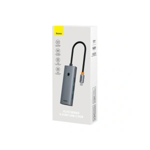 HUB 5w1 Baseus UltraJoy 5-Port USB-C / HDMI4K@30Hz, 4xUSB-A 3.0 Szary HUB 5w1 Baseus UltraJoy 5-Port USB-C / HDMI4K@30Hz, 4xUSB-A 3.0 Szary