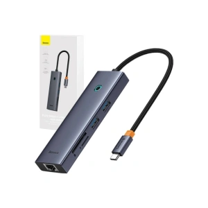 HUB 7w1 Baseus UltraJoy 7-Port USB-C / HDMI4K@30Hz, 2xUSB-A 3.0, USB-C PD, RJ45, SD/TF3.0 HUB 7w1 Baseus UltraJoy 7-Port USB-C / HDMI4K@30Hz, 2xUSB-A 3.0, USB-C PD, RJ45, SD/TF3.0