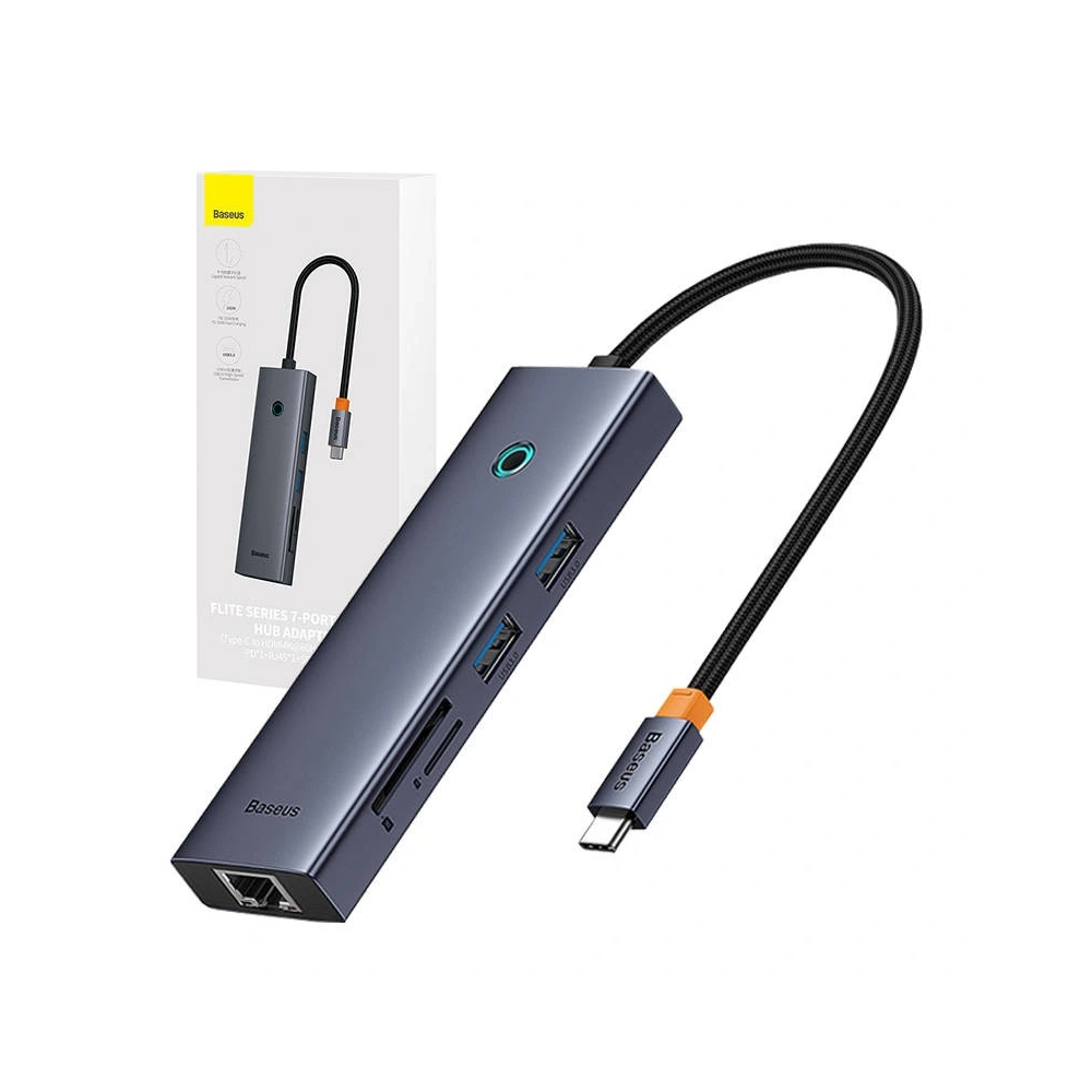 HUB 7w1 Baseus UltraJoy 7-Port USB-C / HDMI4K@30Hz, 2xUSB-A 3.0, USB-C PD, RJ45, SD/TF3.0