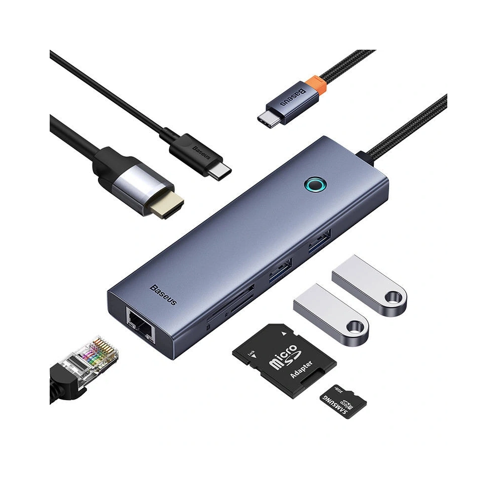 HUB 7w1 Baseus UltraJoy 7-Port USB-C / HDMI4K@30Hz, 2xUSB-A 3.0, USB-C PD, RJ45, SD/TF3.0