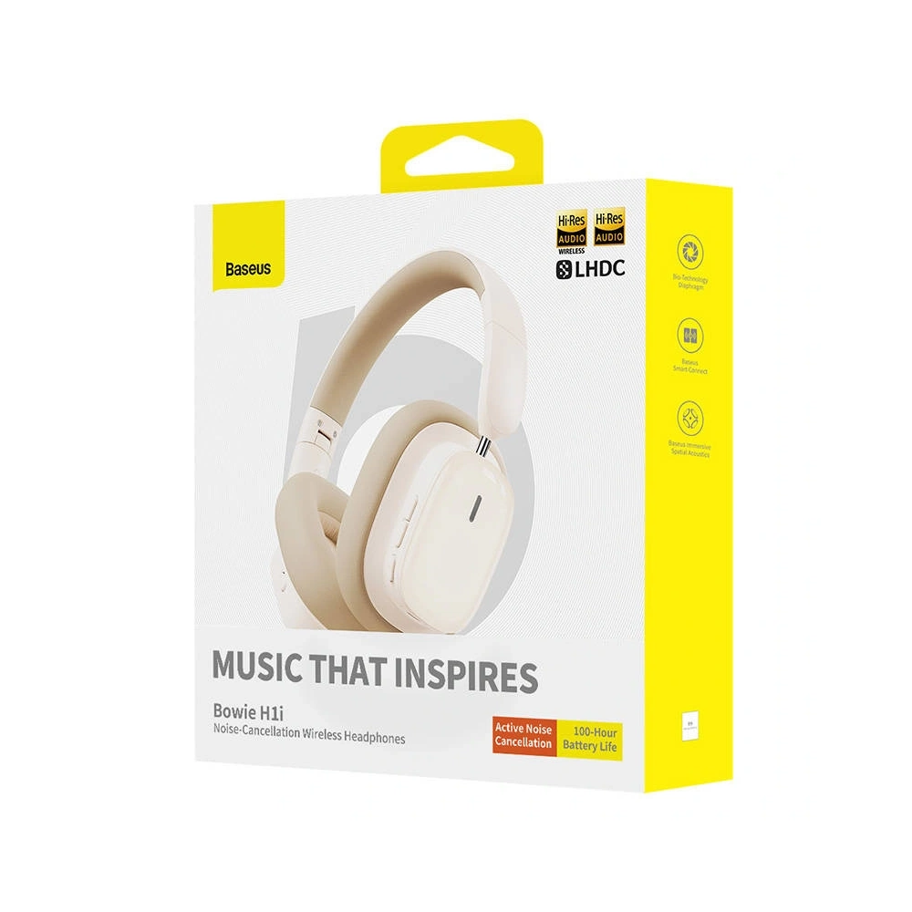 Bezprzewodowe słuchawki nauszne Baseus Bowie H1i ANC Bluetooth 5.3 (białe)
