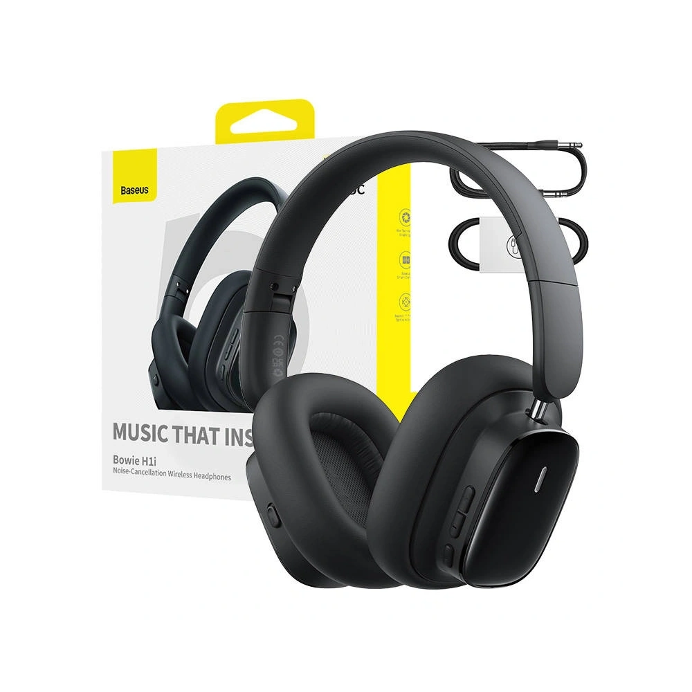 Bezprzewodowe słuchawki nauszne Baseus Bowie H1i ANC Bluetooth 5.3 (czarne)