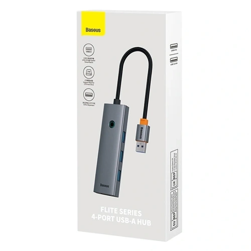 HUB 4w1 Baseus UltraJoy USB-A / 4xUSB-A 3.0 (szary) HUB 4w1 Baseus UltraJoy USB-A / 4xUSB-A 3.0 (szary)