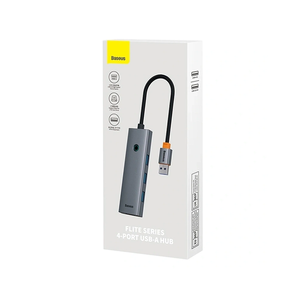 HUB 4w1 Baseus UltraJoy USB-A / 4xUSB-A 3.0 (szary)