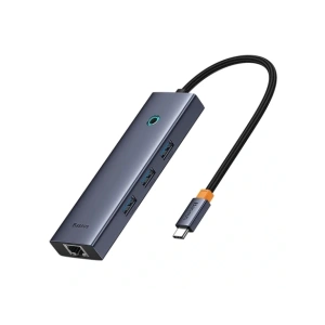 HUB 6w1 Baseus UltraJoy USB-C / HDMI4K@30Hz, 3xUSB-A 3.0+ USB-C PD+RJ45 (szary) HUB 6w1 Baseus UltraJoy USB-C / HDMI4K@30Hz, 3xUSB-A 3.0+ USB-C PD+RJ45 (szary)