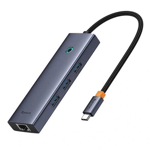 HUB 6w1 Baseus UltraJoy USB-C / HDMI4K@30Hz, 3xUSB-A 3.0+ USB-C PD+RJ45 (szary) HUB 6w1 Baseus UltraJoy USB-C / HDMI4K@30Hz, 3xUSB-A 3.0+ USB-C PD+RJ45 (szary)