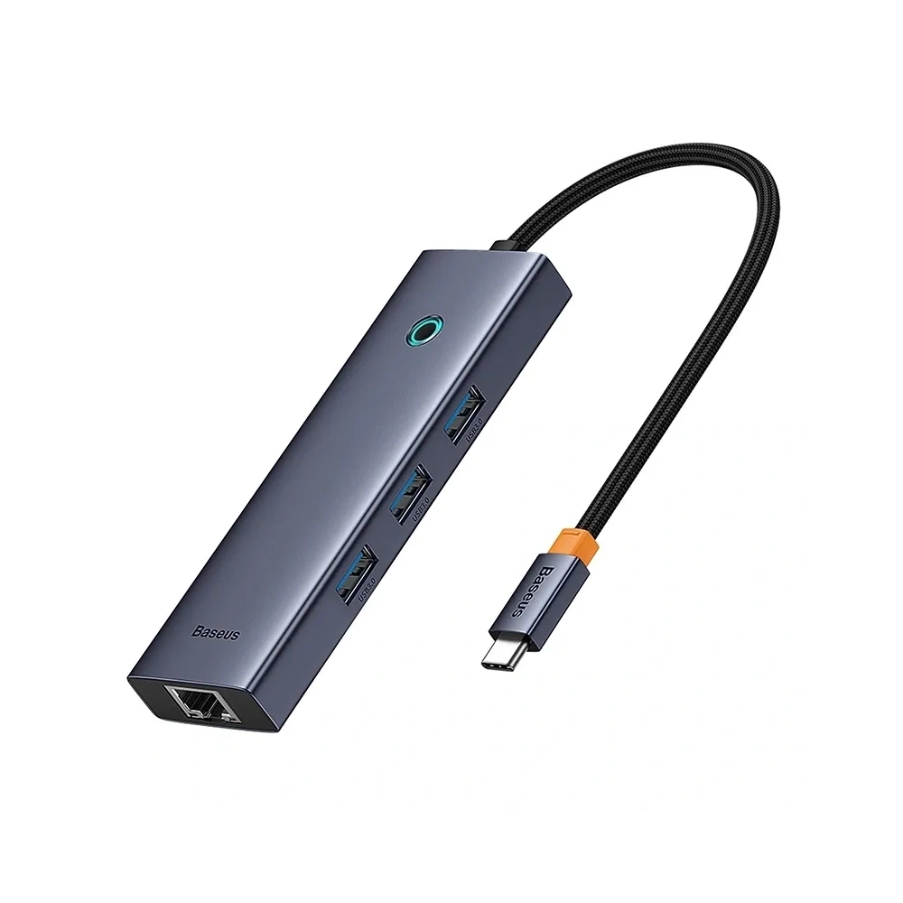HUB 6w1 Baseus UltraJoy USB-C / HDMI4K@30Hz, 3xUSB-A 3.0+ USB-C PD+RJ45 (szary)