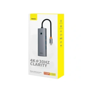 HUB 6w1 Baseus UltraJoy USB-C / HDMI4K@30Hz, 3xUSB-A 3.0+ USB-C PD+RJ45 (szary) HUB 6w1 Baseus UltraJoy USB-C / HDMI4K@30Hz, 3xUSB-A 3.0+ USB-C PD+RJ45 (szary)