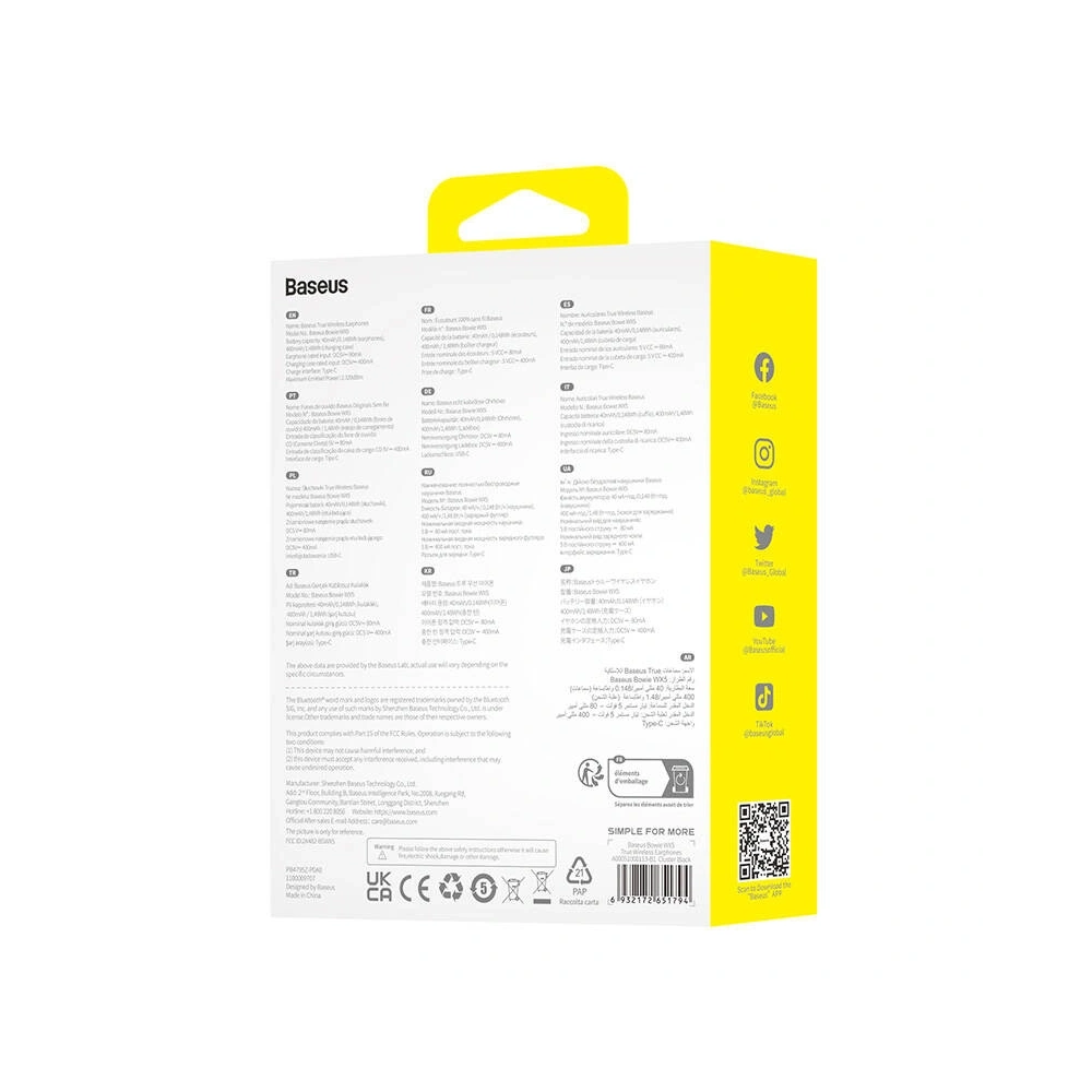 Bezprzewodowe słuchawki douszne TWS Baseus Bowie WX5 Bluetooth 5.3 (czarny)