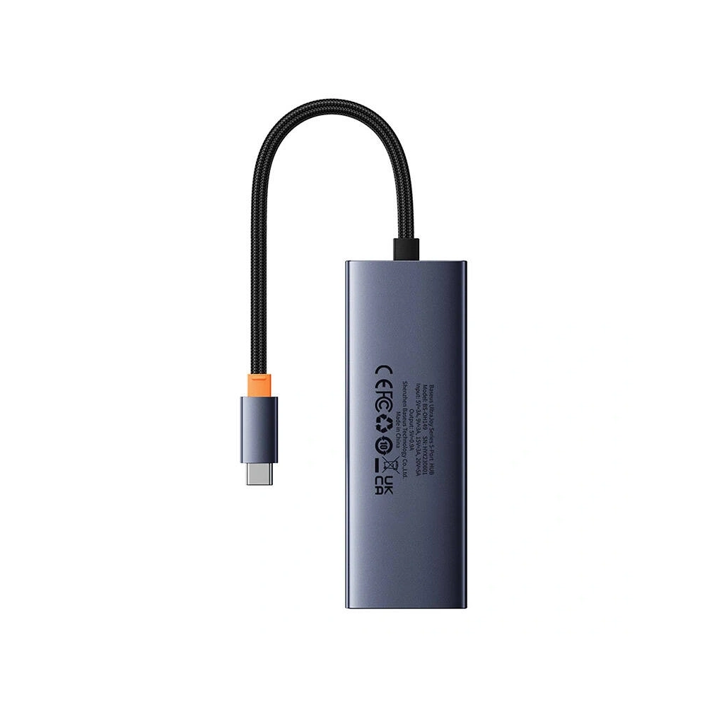 HUB 5w1 Baseus UltraJoy 5-Port USB-C / 4xUSB-A 3.0, USB-C PD Szary